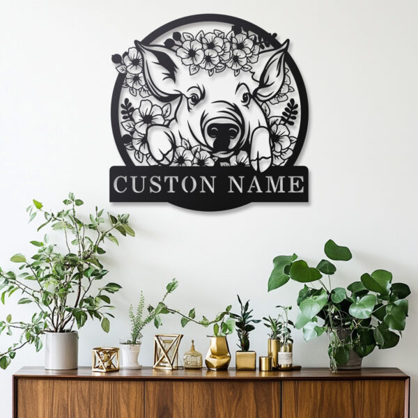 Personalized Pig Farm House Metal Sign - Image 3