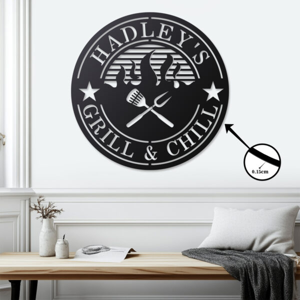 Personalized Grill and Chill Metal Sign - Image 2